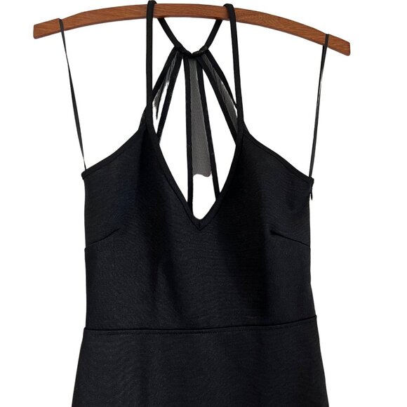 Oh My Love London Black Mesh Cut Out Back Midi Bodycon Dress Size Small - Picture 2 of 7